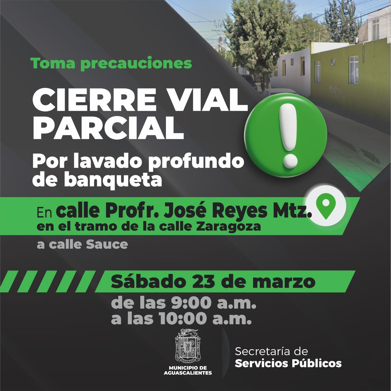 Cierre vial por lavado profundo de banqueta