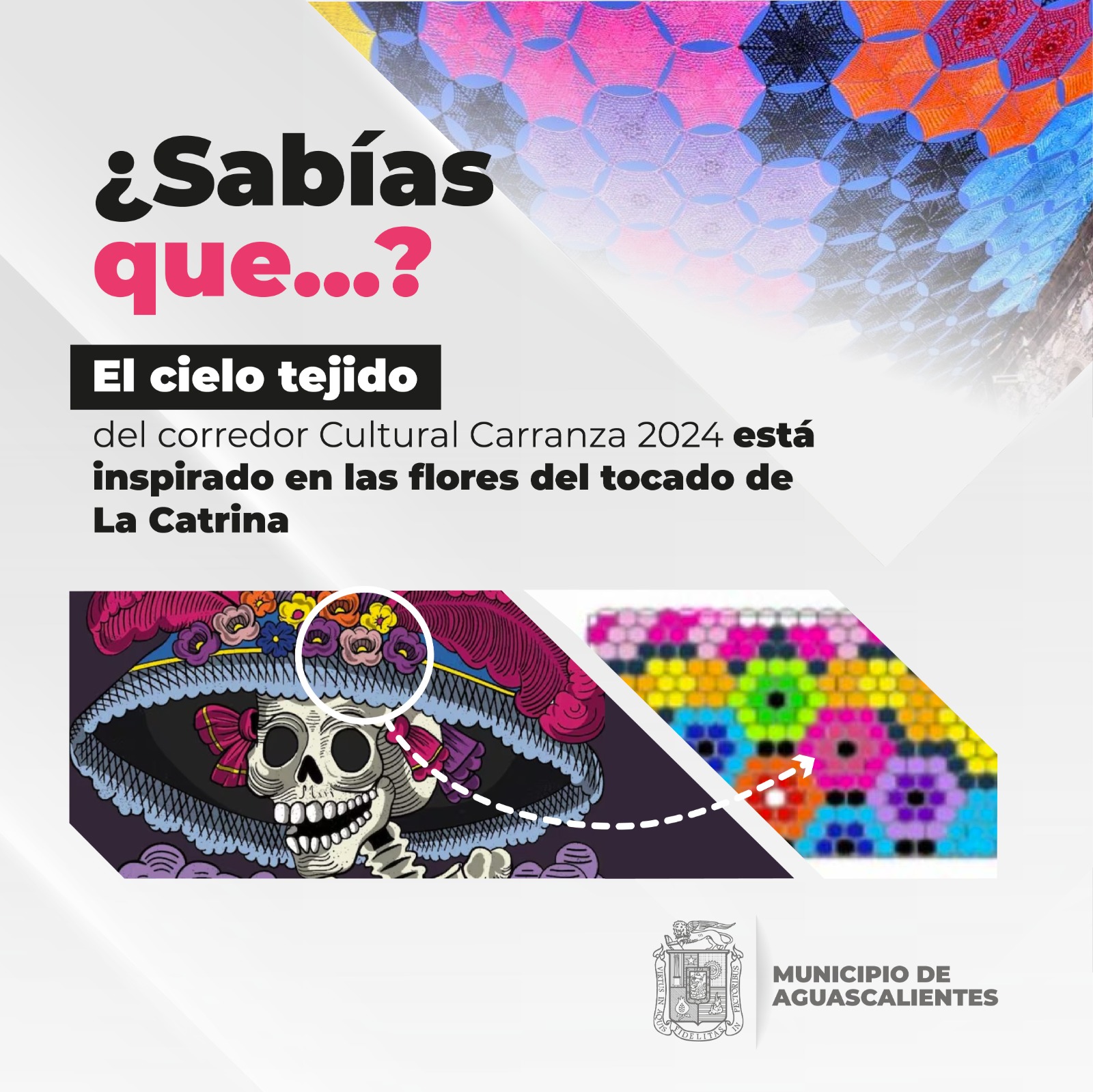 Decoración aérea del Corredor Cultural Carranza está inspirada en la magna obra de Posada ‘La Catrina’