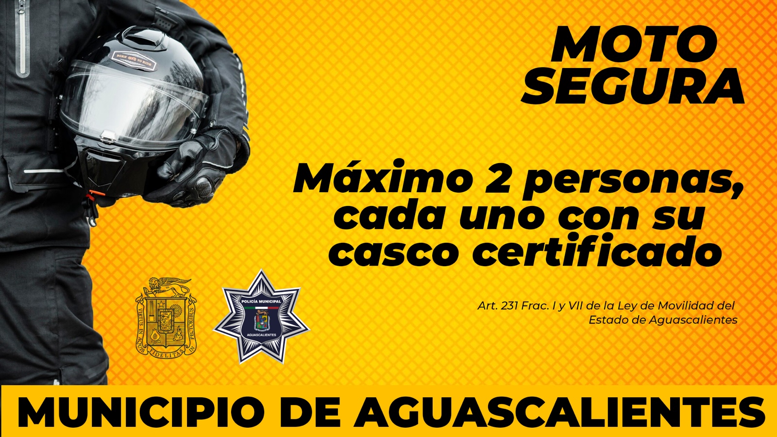 Seguridad Pública Municipal hace un llamado a motociclistas a respetar el número de pasajeros