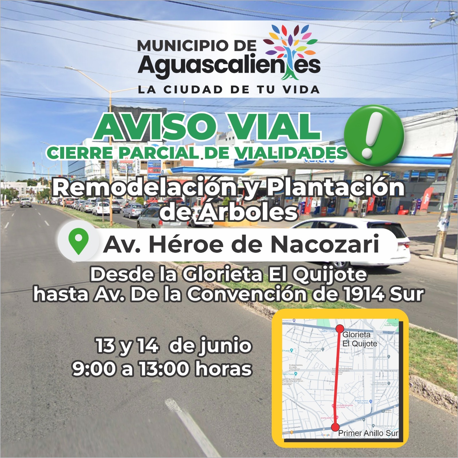 Aviso vial: cierres parciales en Nacozari