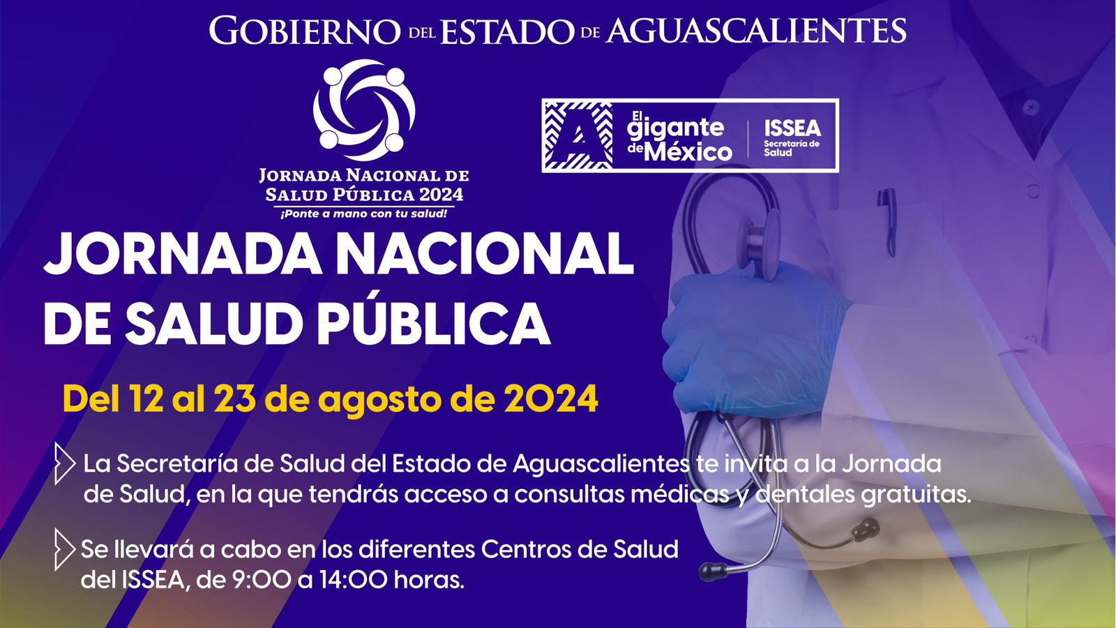 Anuncian servicios médicos gratuitos del 12 al 23 de agosto en los Centros de Salud