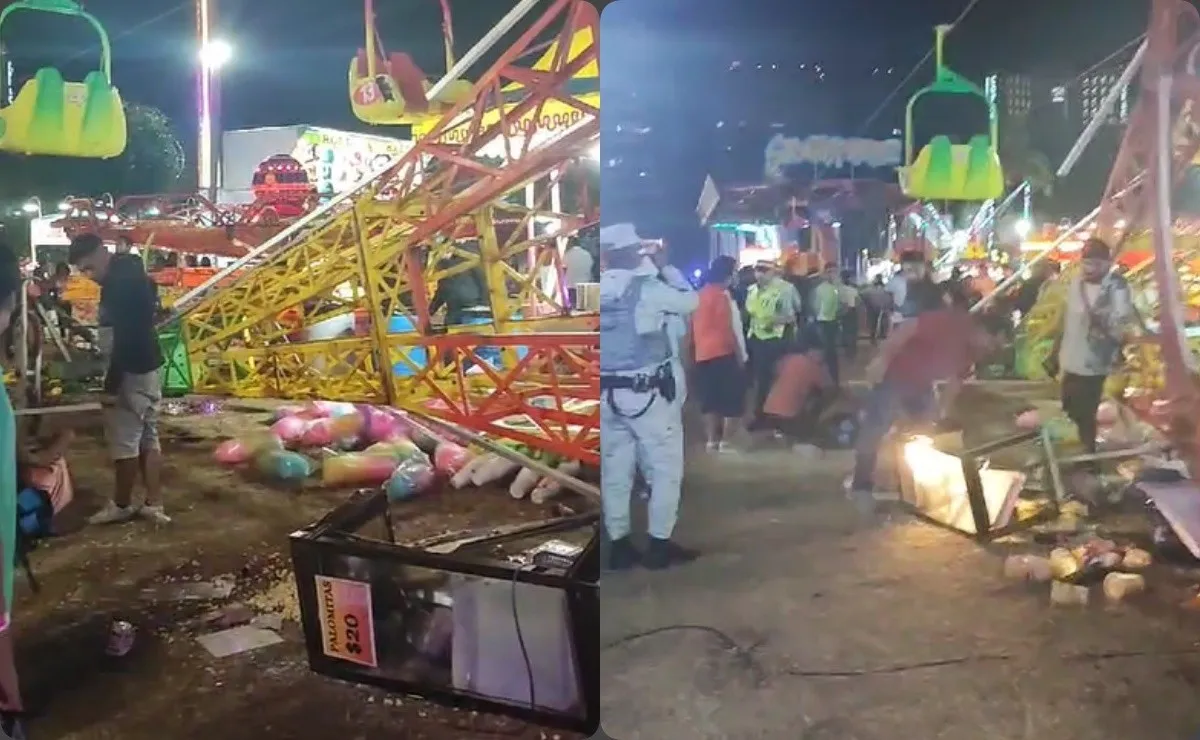 Se desploma juego mecánico en una feria de Acapulco; reportan al menos dos lesionados