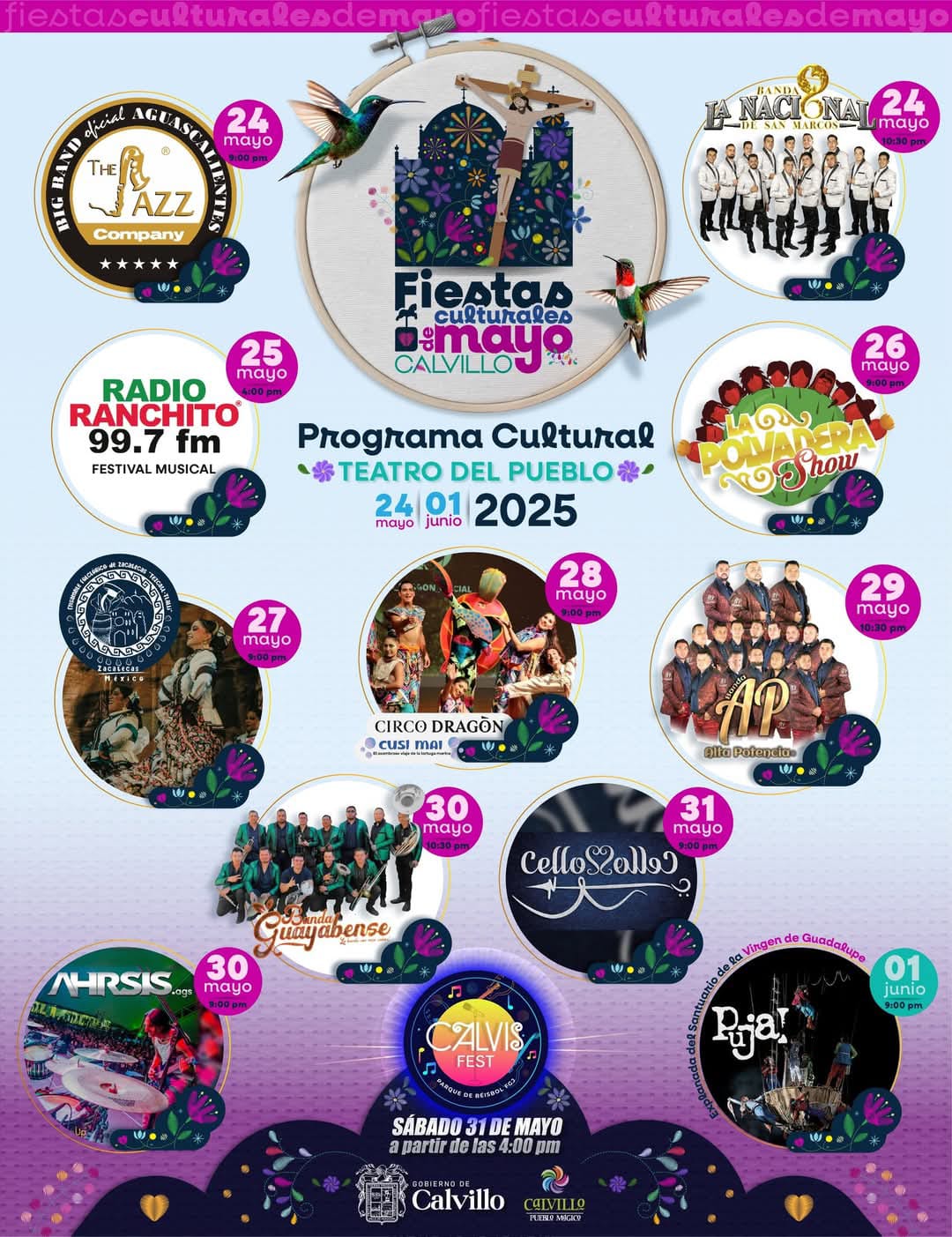 Programa cultural de las Fiestas de Mayo en Calvillo