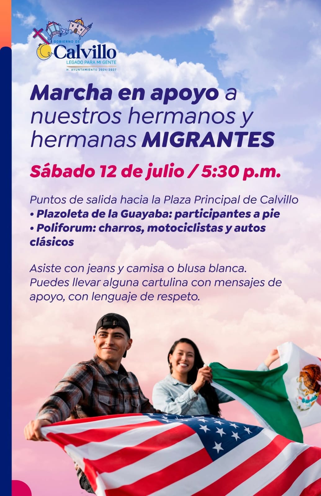 Promueven en Calvillo marcha en apoyo a migrantes