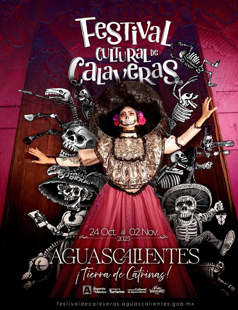 Presentan el cartel oficial del Festival Cultural de Calaveras 2025: Aguascalientes tierra de catrinas
