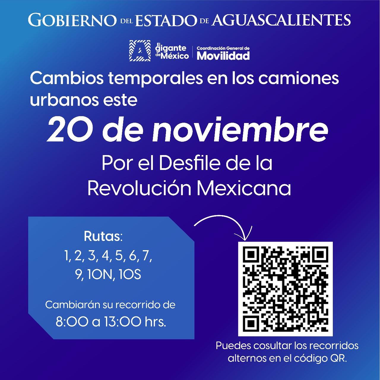 Urbanos tendrán recorrdiso alternos durante el desfile de la Revolución Mexicana