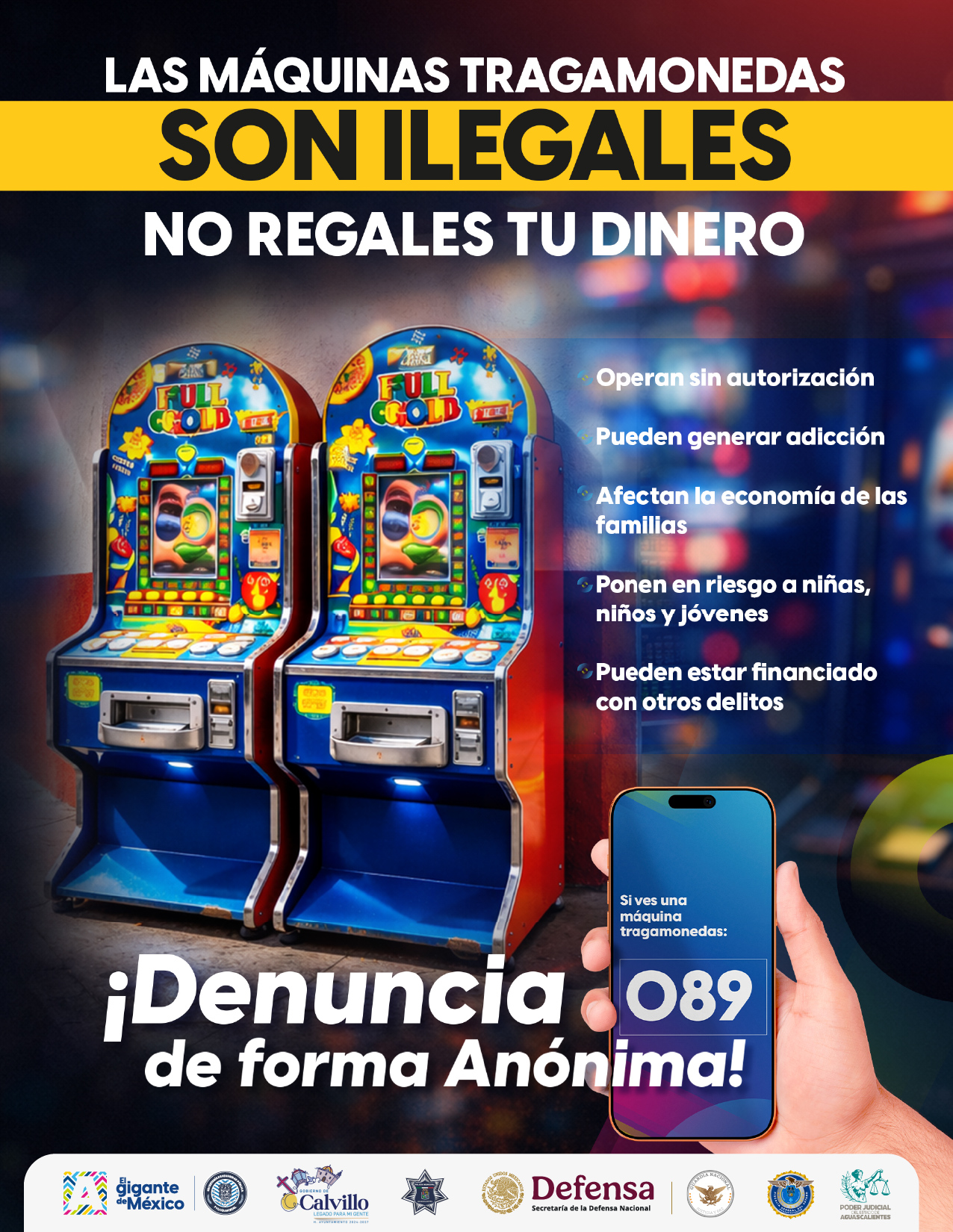 En un esfuerzo conjunto inicia campaña para prevenir el uso de máquinas tragamonedas